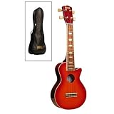 Cherry Sunburst Electric Ukelele: Les Paul Electro-Acoustic Ukulele with Soft Case