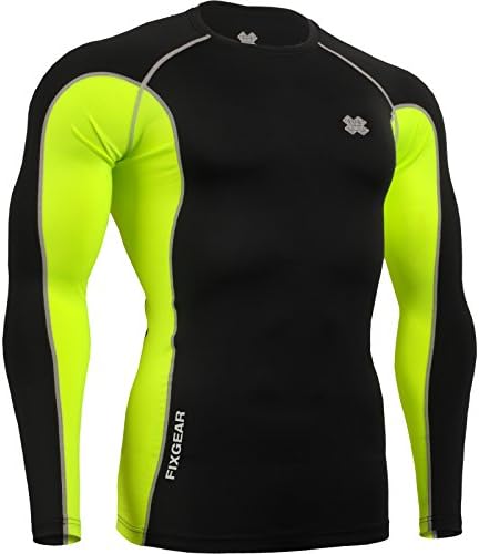 Fixgear Men's Compression Shirt Long Sleeve XX-Large Green Yellow
