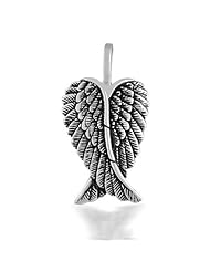 Valentines Day Gifts Bling Jewelry Silver Large Feather Angel Heart Wing Pendant