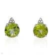 Earrings With 4.30ctw Precious Stones - Genuine Diamonds and Peridots Beautifully Designed in White Gold Length 11mm