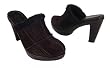 Coach Aubrey Suede Sheared Wool Dark Brown Clog Pumps