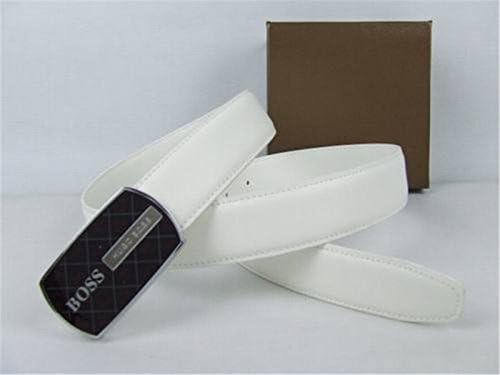 BOSS Belt Men's White Leather Belt Vercase Collection