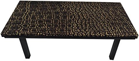 Upholstered Coffee Table Suede Fabric Print Old Dark Brown Crocodile Pattern