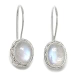 Sterling Silver Rainbow Moonstone Latch Back Earrings by Sajen