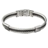 Stainless Steel and Rubber Bangle Bracelet