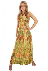 Summer General Print Shirred Feathers Bandeau Neck Elastane/Polyester Halter Jumpsuit/Maxi Dress 