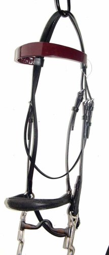 NEW Black Leather Walking Horse Bridle Burgundy Brow