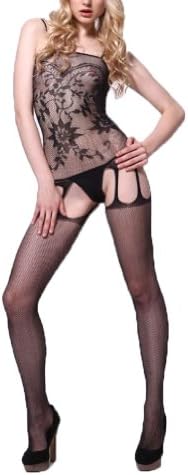 ROSEMANDY Sexy Open Crotch Suspender Sheer Bodystockings Pantyhose Lingerie