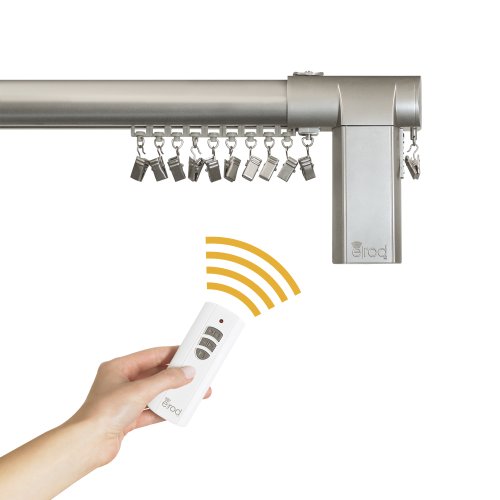 BEME International erod Side-Opening Telescoping Motorized Drapery Rod with Nickel Finish, 26 to 40-Inch