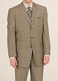 Michael Kors Taupe Multi-plaid 4 Button Suit with Pleated Pant
