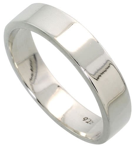  Revoni Harmonie - Alliance de mariage / Bague de pouce en Argent fin 925/1000 - Design plat - Diam. 5 mm - Taille 52