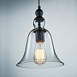 Ecopower 1 Light Vintage Hanging Big Bell Glass Shade Ceiling Lamp Pendent Fixture