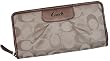 Women's Coach Ashley 3 Color Signature Pleated Zip Around Wallet Lt. Khaki/Multi
