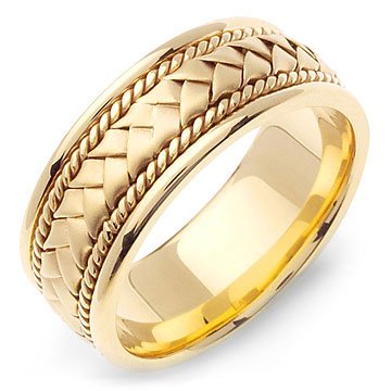 HYGINOS 14K Yellow Gold Braided Mens Wedding Band Ring 8.5mm
