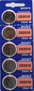Sony Lithium 3V Batteries Size CR2016 (Pack of 5)