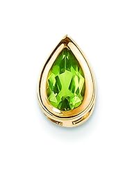 14K Gold .90ct Pear Peridot Slide Pendant Jewelry