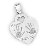 Personalized Heart-shaped Handprint / Footprint Medal -w/ Name And Dat
