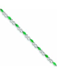 Genuine 14K White Gold White Gold Diamond And Emerald Figure 8 Bracelet 3 Grams Of Gold 100% Satisfaction Guaranteed.