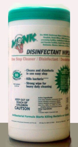 Monk Disinfectant Wipes Household / Commercial Surface Wipes, 80 count tub,