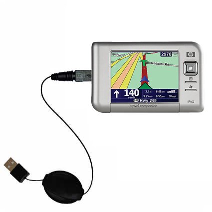 Retractable USB Cable for the HP iPAQ rx5910 / rx 5910 with Power Hot Sync and Charge capabilities - uses Gomadic TipExchange Technology