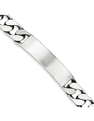 Sterling Silver 8.5inch Engravable Antiqued Curb Link Id Bracelet