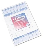 AT-A-GLANCE PM628 3 Months/Page Ruled Daily Blocks Wall Calendar, 15-1/2 X 22-3/4, Blue/Red Ink, Carton of 12