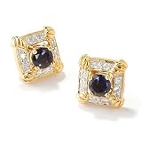 Sterling Silver / Platinum or 18K Vermeil Iolite Studs & Jackets