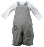 Max and Tilly Baby Boy Soft Grey Pincord Dungaree 2 Piece Set with Longsleeve Top size 0-3 months