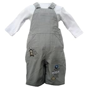Max and Tilly Baby Boy Soft Grey Pincord Dungaree 2 Piece Set with Longsleeve Top size 0-3 months