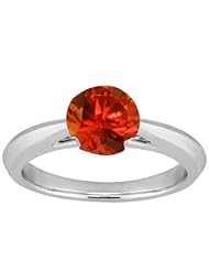 1.10 Ct Round Cognac Red SI1/SI2 Diamond 14K White Gold Solitaire Ring