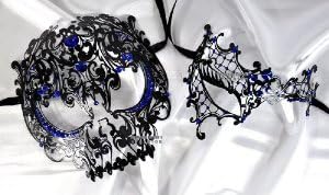 Lovers Collection Men Women Couple Black B6 Combo Cut Venetian Masquerade Mask Event Party Ball Mardi Gars Halloween