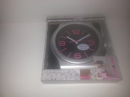 Silver Watch Clock with Pink Numbers and Self Sticking Removable Decal