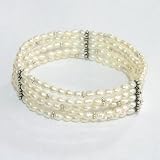 Sterling Silver Classic 5 Strand Cultured Pearl Bracelet, White