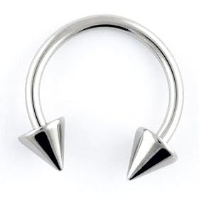One Stainless Steel Circular Barbell: 16g 1/2", Cones: 4mm
