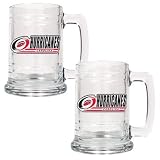 NHL 15oz Glass Tankard 2 Piece Set Team: Hurricanes