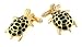 Gold plated turtle cufflinks with green enamel accents with presentation box. Made in the U.S.A
