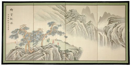 Asian Décor & Gifts – 24″ x 48″ Mountain of Knowledge Chinese Brush Art Wall Screen Painting