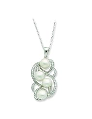 Sterling Silver Cultured Pearl Pearls Of Love 18in Necklace. Metal Weight- 4g.