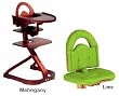Svan High Chair from Scandinavian Child with Infant Kit and Cushion, Lime Cushion with Mahogany Wood