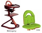 Svan High Chair from Scandinavian Child with Infant Kit and Cushion, Lime Cushion with Mahogany Wood