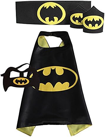 Children's Superhero Cape &amp; Mask &amp; Waistband &amp; Wristband Set (7070 CM, Black &amp; Yellow ( Batman))