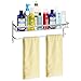 Modern Silver-Tone Brushed Metal Wall Mounted Bathroom/Kitchen Storage Shelf Rack & Towel Bar - MyGift