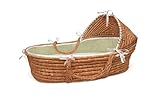 Honey Hooded Baby Moses Basket with Sage Waffle