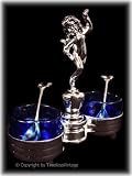 Victorian Silver & Cobalt Glass Cherub Open Salt Cellar