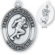 Sterling Silver Saint Christopher Mens-Boys Football Medal and 24-inch Chain