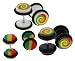 Set of 3 Acrylic Fake Plugs - Red, Yellow and Green Logo - 16g Wire Stud - 8mm Fake Plugs - 3 Pairs