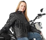 Diamond PlateTM Solid Genuine Leather Ladies’ Motorcycle Jacket – Medium