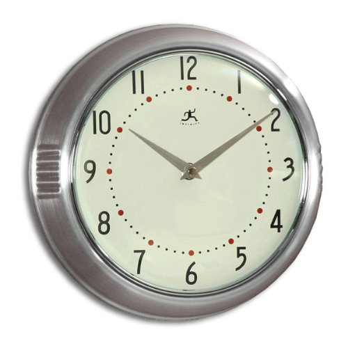 Retro Round Silver Finish Metal Wall Clock