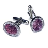 SILVER-Colored Mens Cuff Links. Cherry Quartz Stones Cufflinks