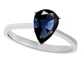 41VERxMVAyL. SL160  1.50 cttw 10K Gold Genuine Sapphire Pear Shape Solitaire Engagement Ring in White Gold Size 4.5